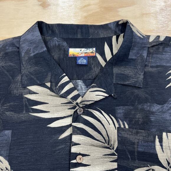Havana Jack's Cafe Island Silk Camp Shirt Size XXL Palm Print Hawaiian Cruise - Picture 5 of 8